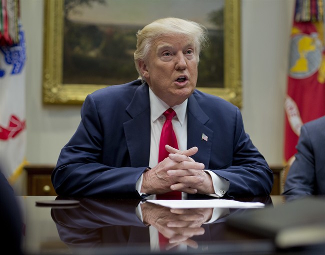 Donald Trump speaks in the Roosevelt Room of the White House in Washington, Feb. 27, 2017.