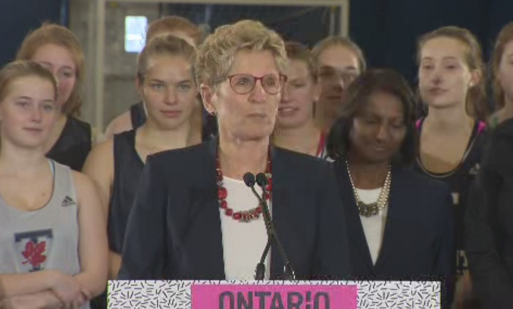 Kathleen Wynne speaks in Toronto on  International Women's Day on March, 8, 2017.
