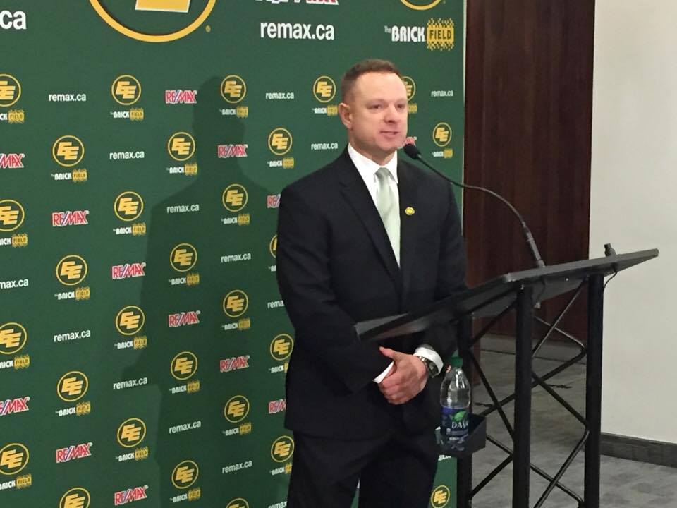 Sunderland speaks to the media for the first time as GM and VP of Football Operations on Tuesday, April 26. 