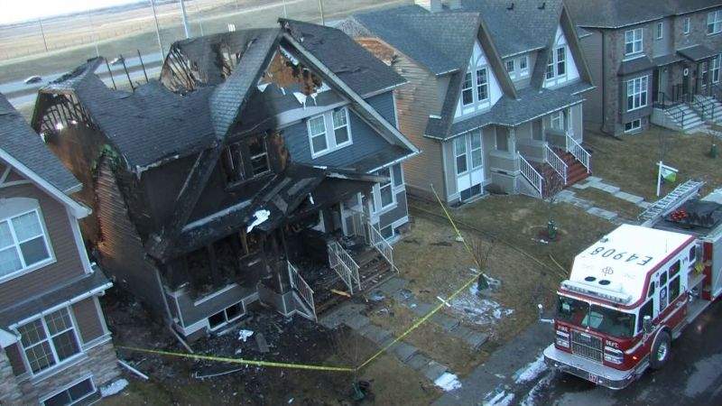 Firefighters attend a fire in the 200 block of Cranford Park S.E. on Thursday, April 6, 2017.