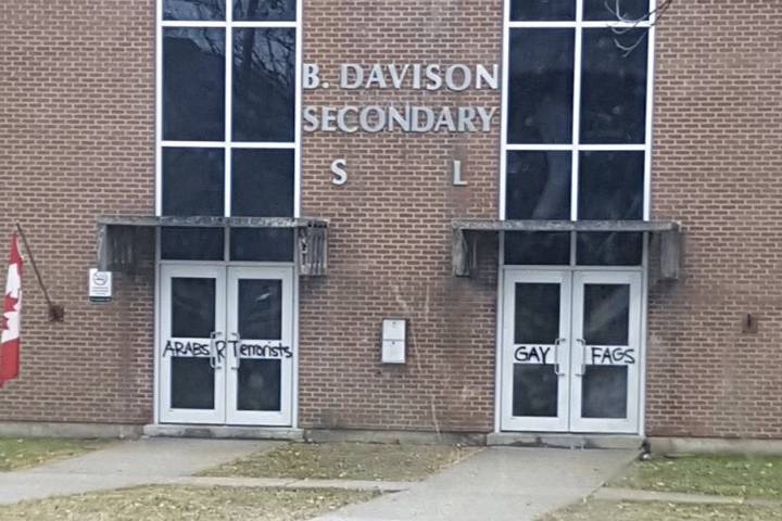 Graffiti at B. Davison Secondary School on Feb. 22, 2017.