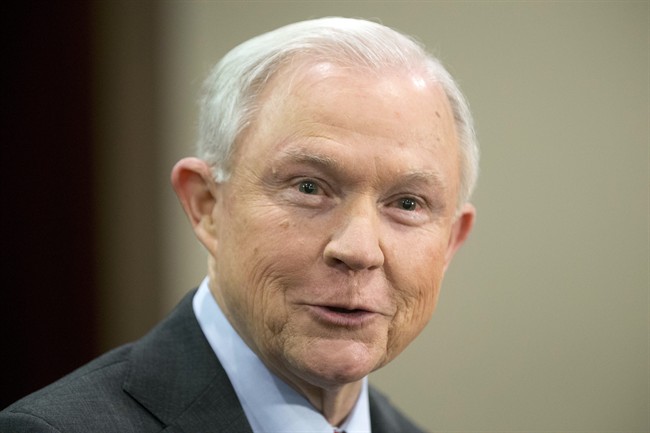 In this March 15, 2017 file photo, Attorney General Jeff Sessions speaks to law enforcement officers in Richmond, Va. 
