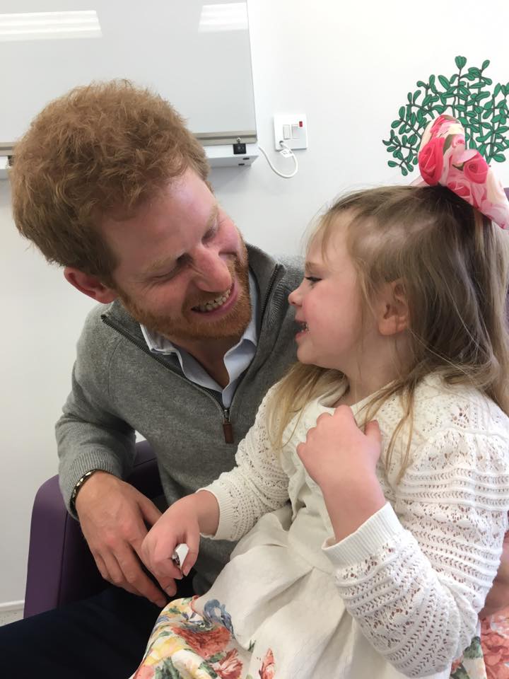 Prince Harry visited with Amelia Carroll at Great Ormond Street Hospital on Tuesday, May 2.