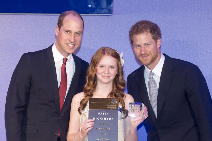Prince William and Harry hounoured Canadian teen, Faith Dickinson, at the Diana Award ceremony.