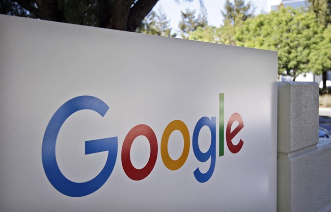 FILE - This Oct. 20, 2015, file photo, shows a sign outside Google headquarters in Mountain View, Calif.