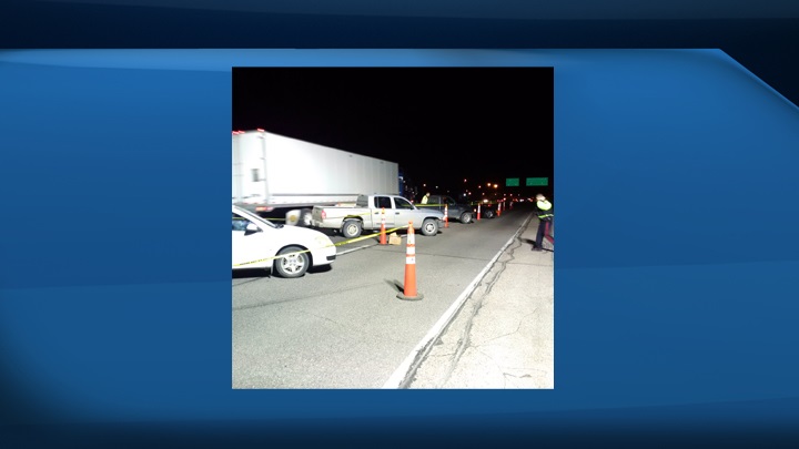 Some of the vehicles pulled over at the Ring Road check-stop on Saturday night. 