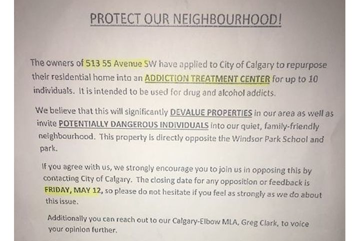 An anonymous letter was distributed to neighbours of a recovering addict after he applied to have his home converted to an addiction recovery centre.