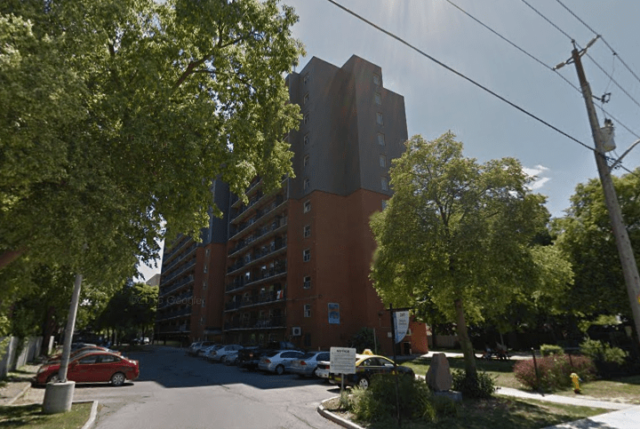 A London and Middlesex Housing Corporation apartment building at 241 Simcoe St. in London, Ont.