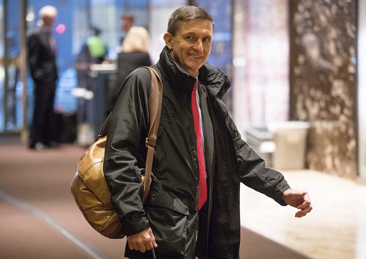 In this Jan. 3, 2017, file photo, Michael Flynn, then - President-elect Donald Trump's nominee for National Security Adviser arrives at Trump Tower in New York. 