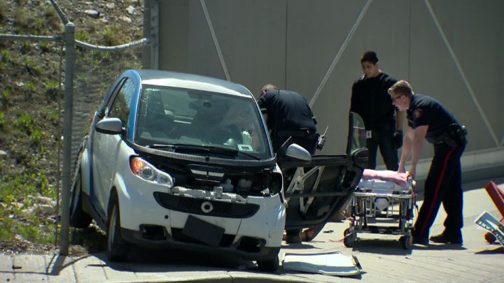 Damaged vehicle in Calgary hit and run