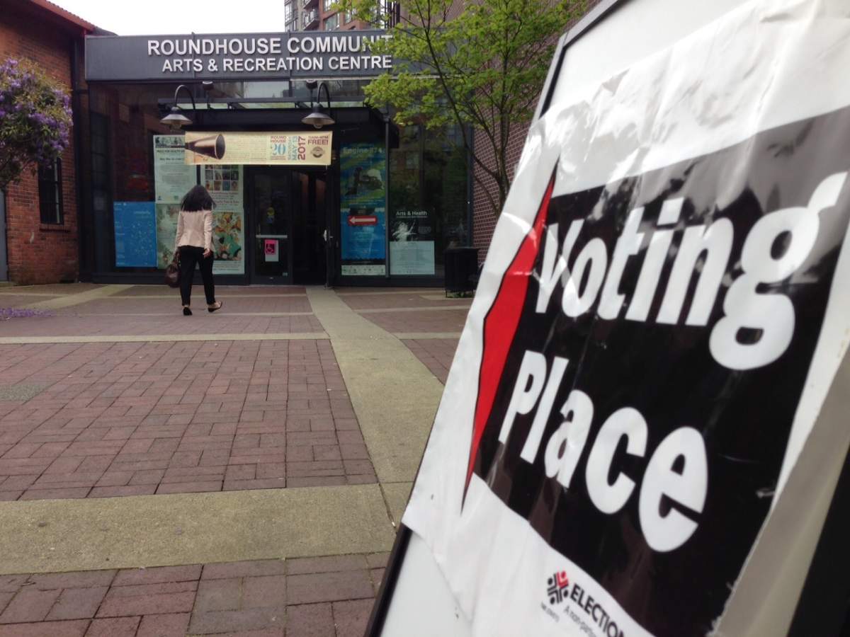 A voting station in Vancouver’s West End neighbourhood.