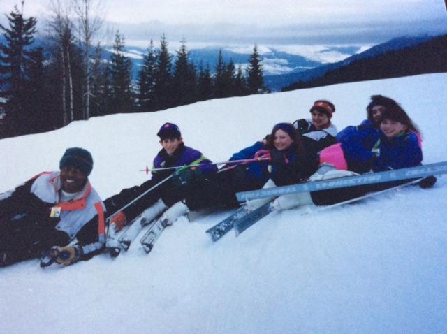 Global Winnipeg's Lauren McNabb (centre, red hair) on a childhood ski trip.