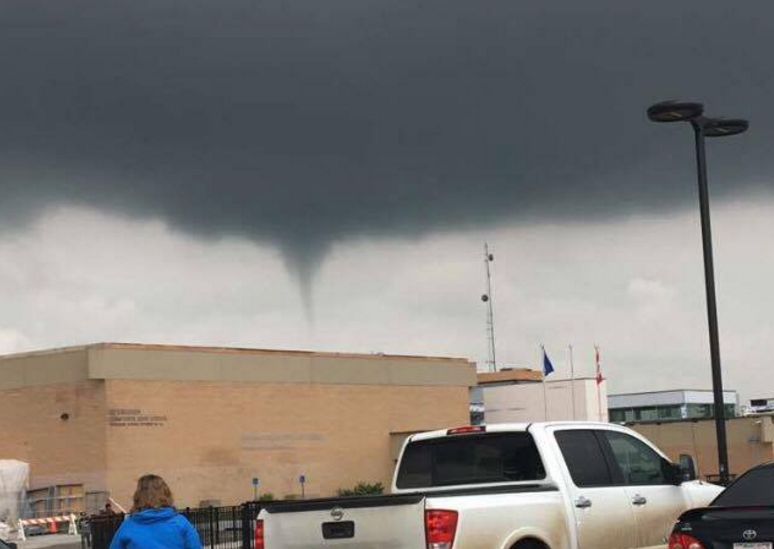 A funnel cloud was spotted near Sturgeon Composite High School in Namao, Alberta on Wednesday, June 14, 2017.