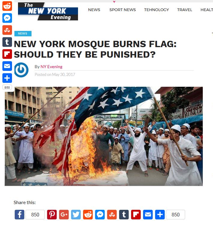 New York Muslims didn’t burn U.S. flag – cropped photo was from 2012 in Bangladesh - image