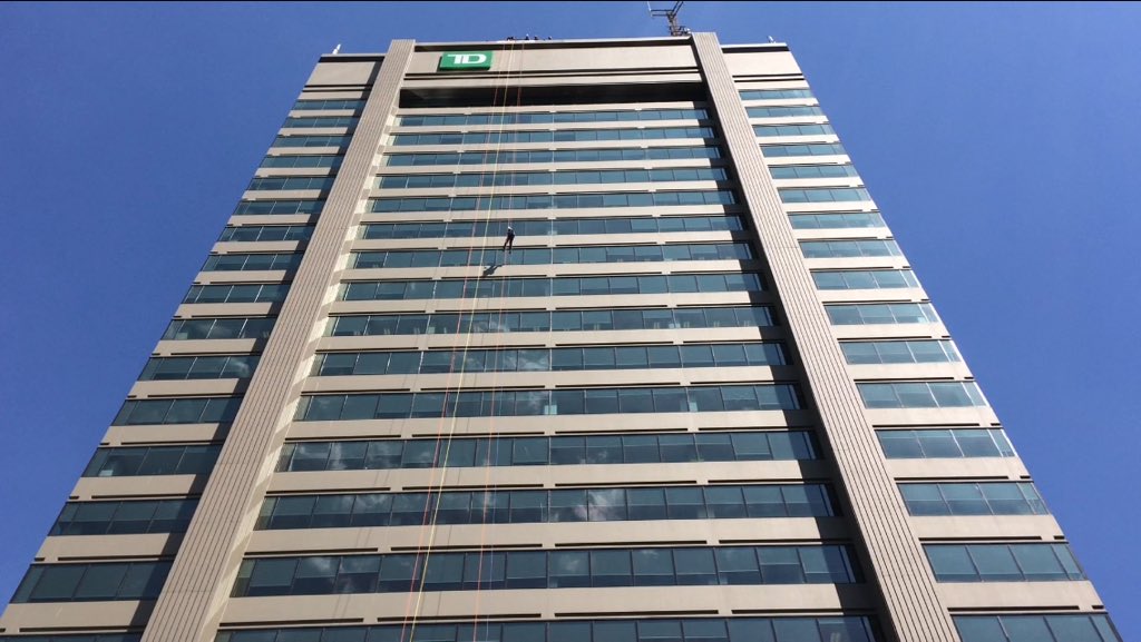 Brandon Ducharme rappelled down the side of the City Centre building in London, as part of the 4th annual Rope for Hope fundraiser on June 16th, 2017.