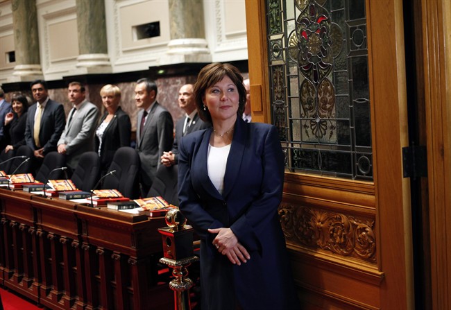 B.C. Premier Christy Clark waits before officially being sworn-in during a ceremony at Legislature in Victoria, B.C., on Thursday, June 8, 2017. 