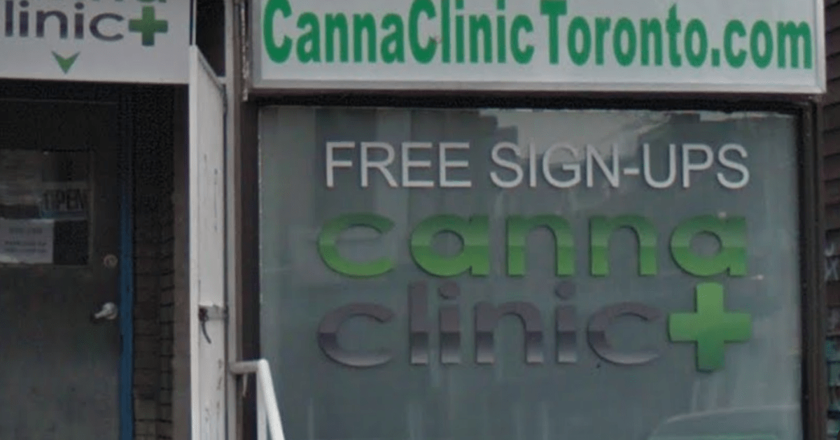 Storefront of the Canna Clinic outlet in Kensington Market.