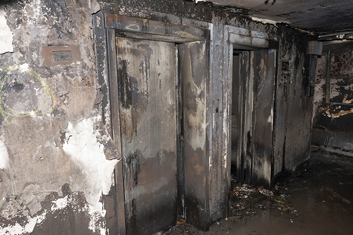 The elevators in Grenfell Tower in north Kensington are seen in a handout picture released by the Metropolitan Police in London, Britain on June 18, 2017.