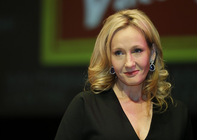 FILE - In this file photo dated Thursday, Sept. 27, 2012, British author J.K. Rowling poses for photographers during the unveiling of her new book, entitled: 'The Casual Vacancy', at the Southbank Centre in London.