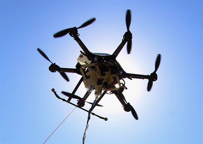 FILE - This Friday, Sept. 6, 2013, file photo shows a drone at a testing site in Lincoln, Neb.