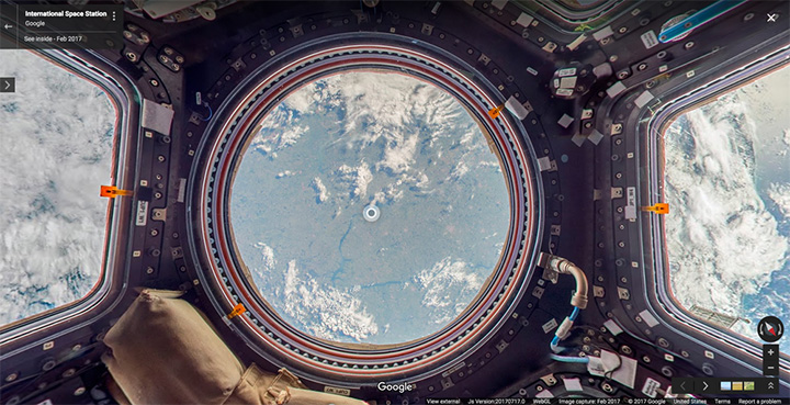 The Cupola Observation Module as seen in Google Street View.