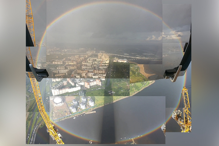A construction worker in Russia captured an extremely rare natural wonder on camera from the top of the Lakhta Center in St. Petersburg, Russia, on July 21.