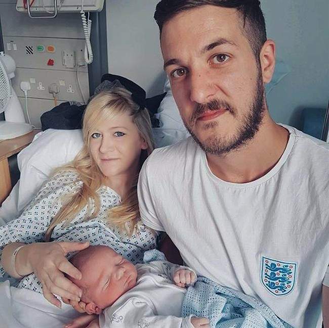 This undated handout photo shows Chris Gard and Connie Yates with their son Charlie Gard.