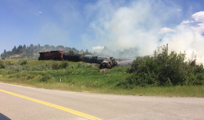 A train derailed near Lundbreck Falls Friday afternoon. 