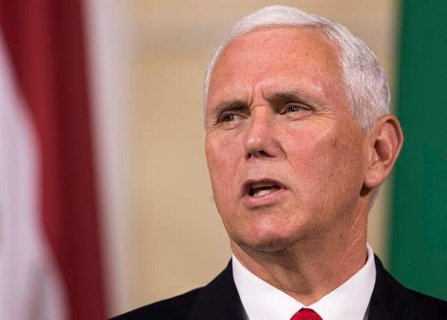 Mike Pence speaks during a news conference.