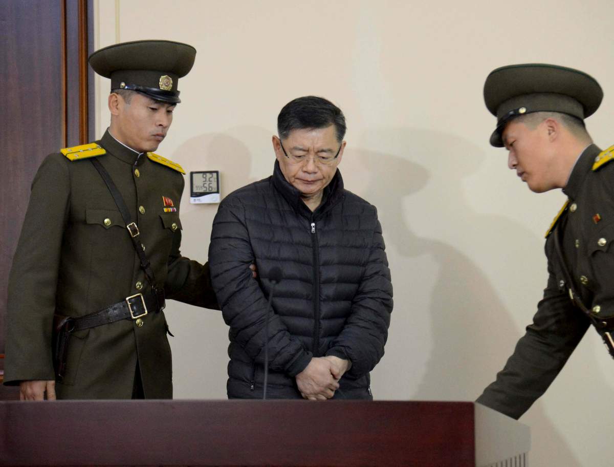 Lim stands during his trial at a North Korean court in this undated photo released by North Korea’s Korean Central News Agency (KCNA) in Pyongyang December 16, 2015.