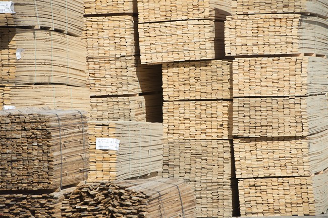 Stacks of lumber are pictured at NMV Lumber in Merritt, B.C., Tuesday, May 2, 2017. 