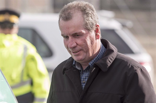 Gerald Stanley, leaves the provincial court after the first day of preliminary hearing investigating the murder of Colten Boushie, in North Battleford, Sask. on Monday, April 3, 2017.