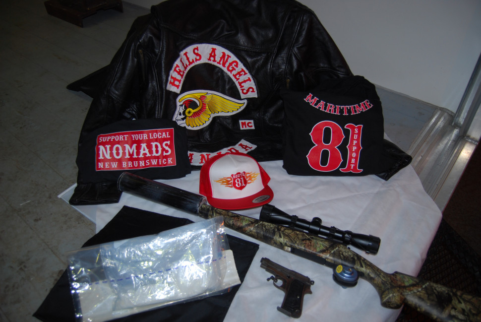 A display of the items seized during an joint investigation by the New Brunswick RCMP and five other law enforcement departments.