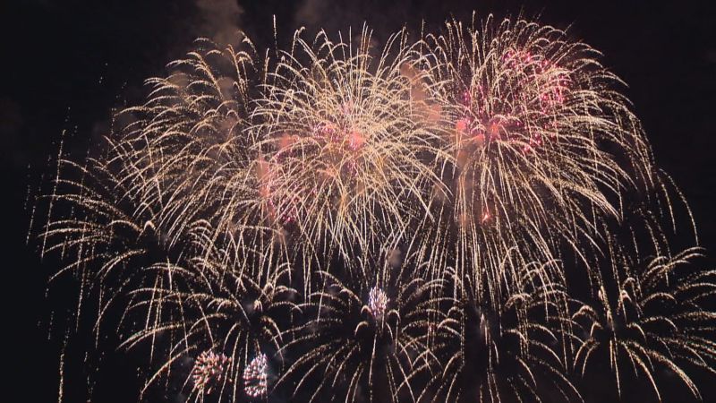 Fireworks at Calgary's GlobalFest celebratings in Elliston Park.