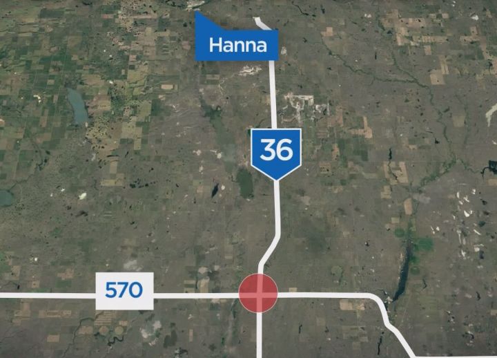 Three people died in a crash south of Hanna, Alta. on Aug. 16, 2017.