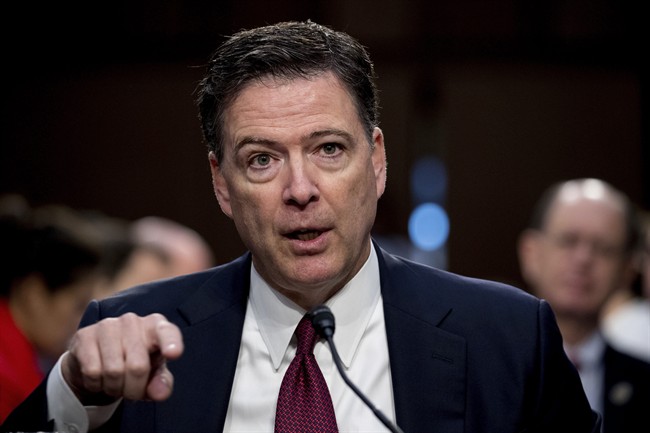 In this Thursday, June 8, 2017, file photo, former FBI director James Comey speaks during a Senate Intelligence Committee hearing on Capitol Hill, in Washington. 