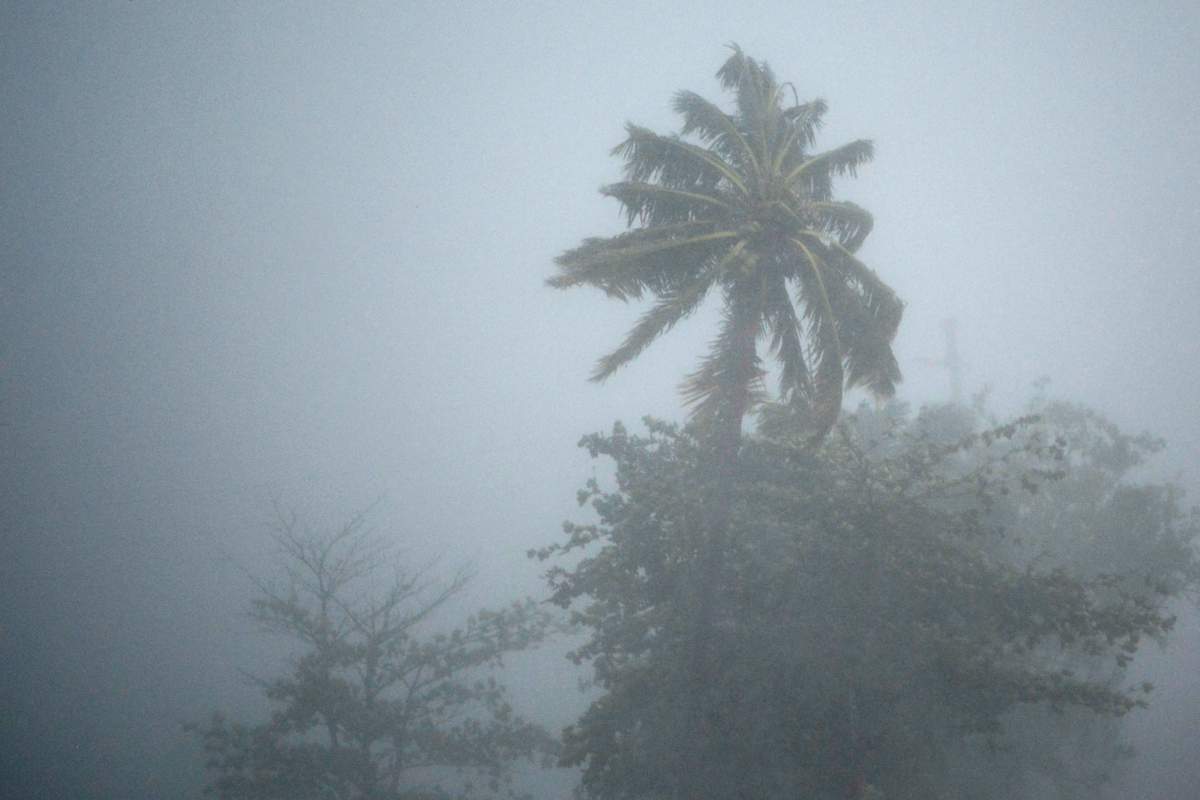 The heavy rains and wind of Hurricane Irma cross through the northeastern part of the island in Fajardo, Puerto Rico, Wednesday, Sept. 6, 2017.