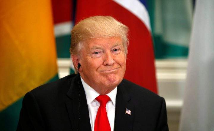 U.S. President Donald Trump smiles while hosting a working lunch with African leaders during the U.N. General Assembly in New York, U.S., Sept. 20, 2017.