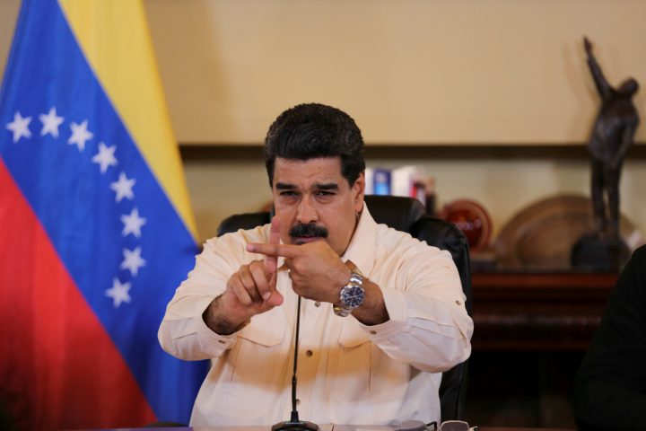 Venezuela's President Nicolas Maduro speaks during a meeting with ministers and pro government governors in Caracas, Venezuela Sept. 20, 2017. 