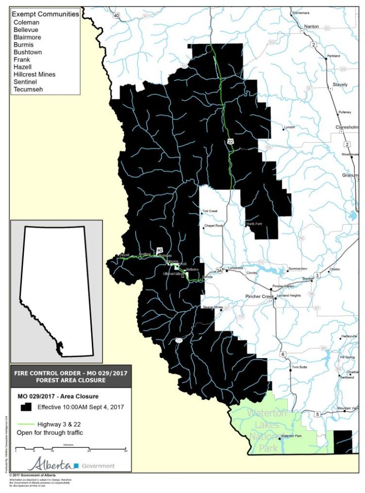 Alberta forest area closure as of Sept 4