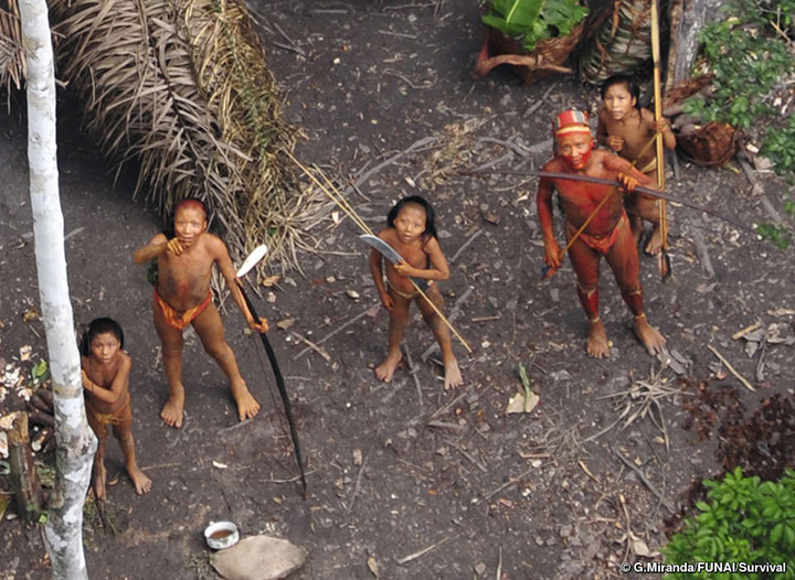 Members of an uncontacted tribe in Brazil in 2008.