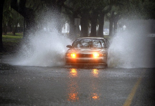Rain from Tropical Storm Irma on Sept. 11, 2017, in Savannah, Ga.