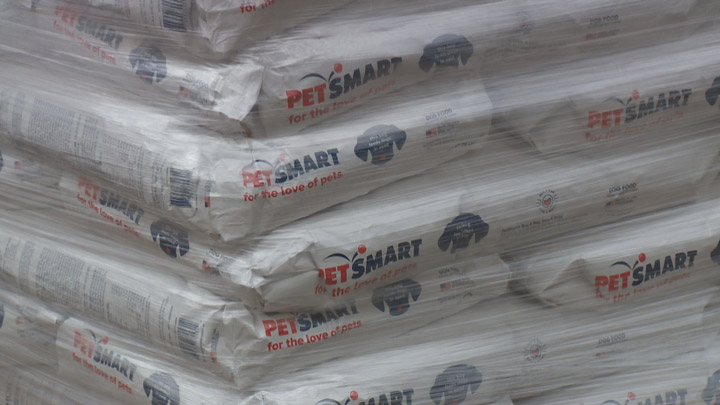 The pet food donated to the Saskatoon SPCA is being shared with shelters, humane societies and rescue groups across the province.
