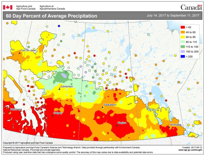 It has been so dry in southern Alberta this summer, the values are off the charts.