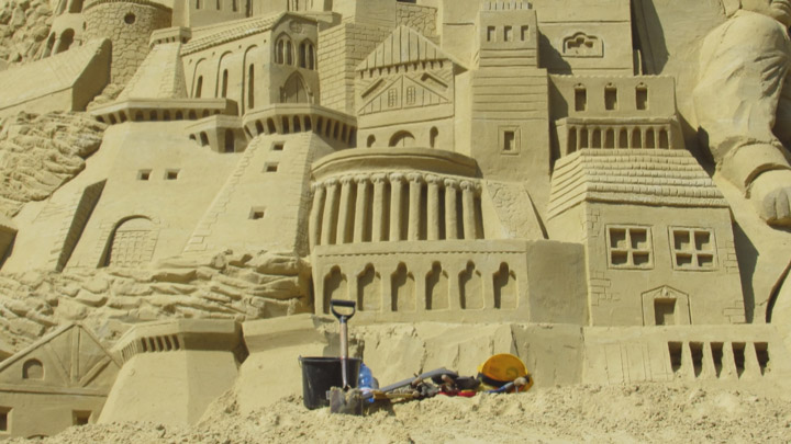 Some of the detail in the world’s tallest sandcastle.