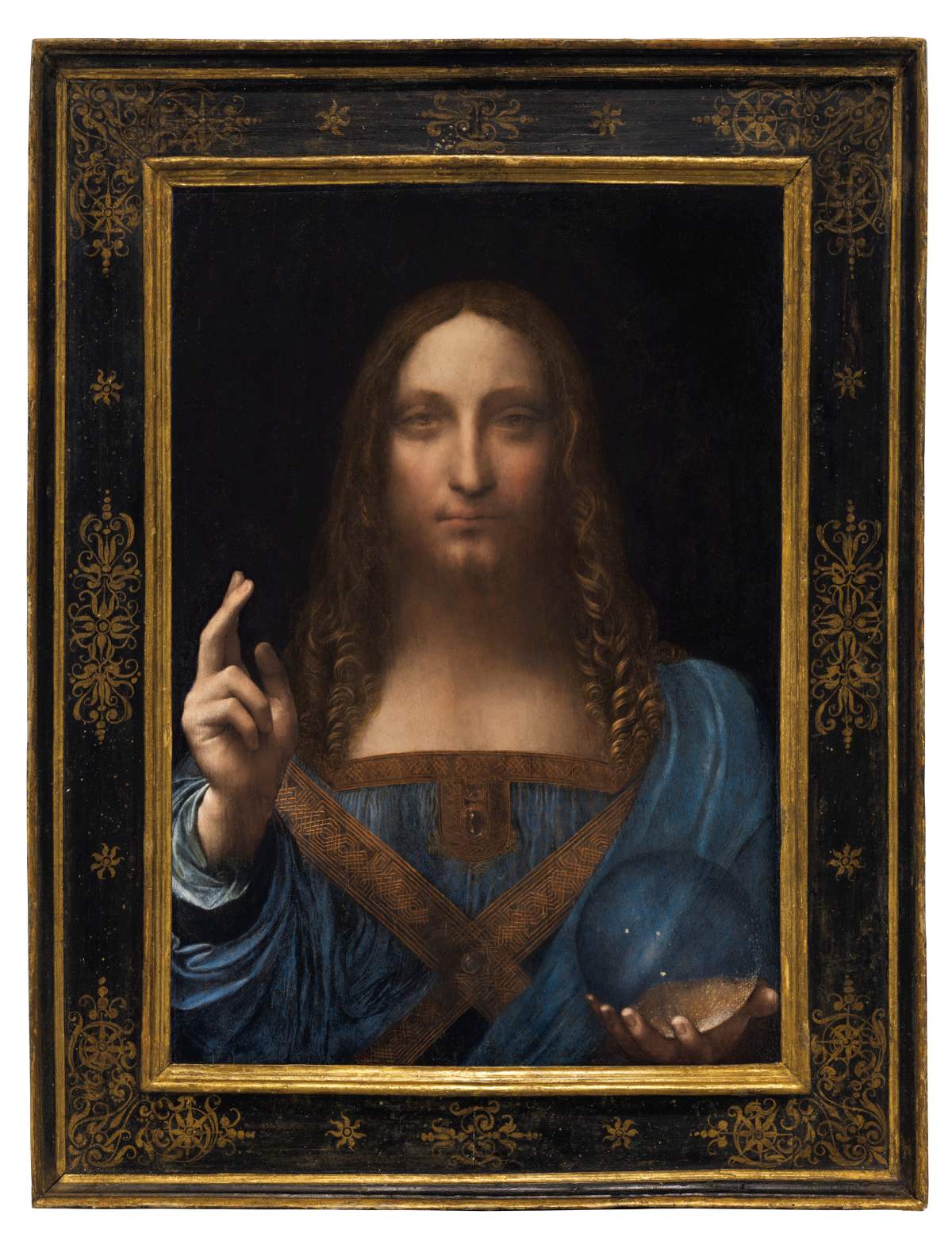 “Salvator Mundi,” an ethereal portrait of Jesus Christ which dates to about 1500, the last privately owned Leonardo da Vinci painting, is on display for the media at Christie’s auction in New York, NY, U.S., October 10, 2017. Courtesy Christie’s New York/Handout via REUTERS ATTENTION EDITORS – THIS IMAGE HAS BEEN SUPPLIED BY A THIRD PARTY. FOR EDITORIAL USE ONLY. NO RESALES. NO ARCHIVES