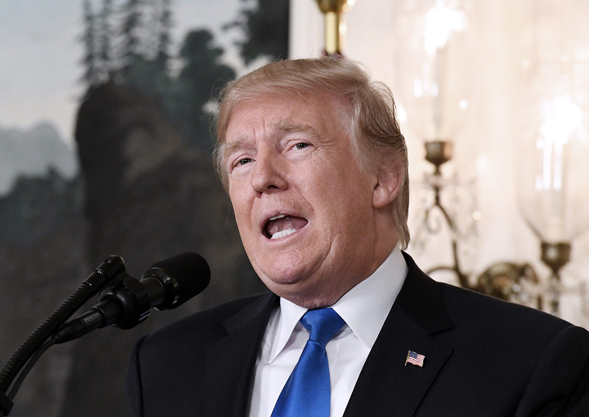 Donald Trump speaks on the Iran Strategy in the Diplomatic Reception Room of the White House Oct. 13, 2017 in Washington D.C.