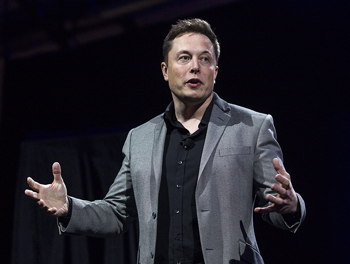 In this April 30, 2015 file photo, Tesla Motors CEO Elon Musk speaks in Hawthorne, Calif. 