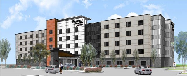 A drawing of the Fairfield Inn Marriott at the Edmonton International Airport.