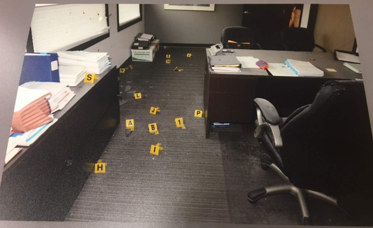 Maria Mitousis’ office after an explosion ripped through it.